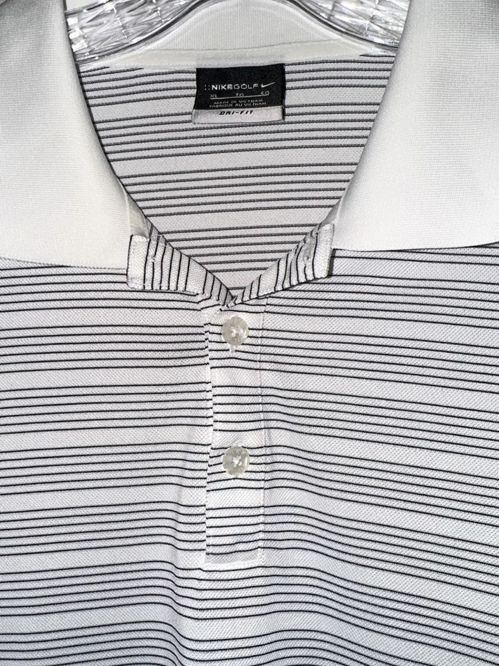 Nike Men’s White & Gray Striped Polo